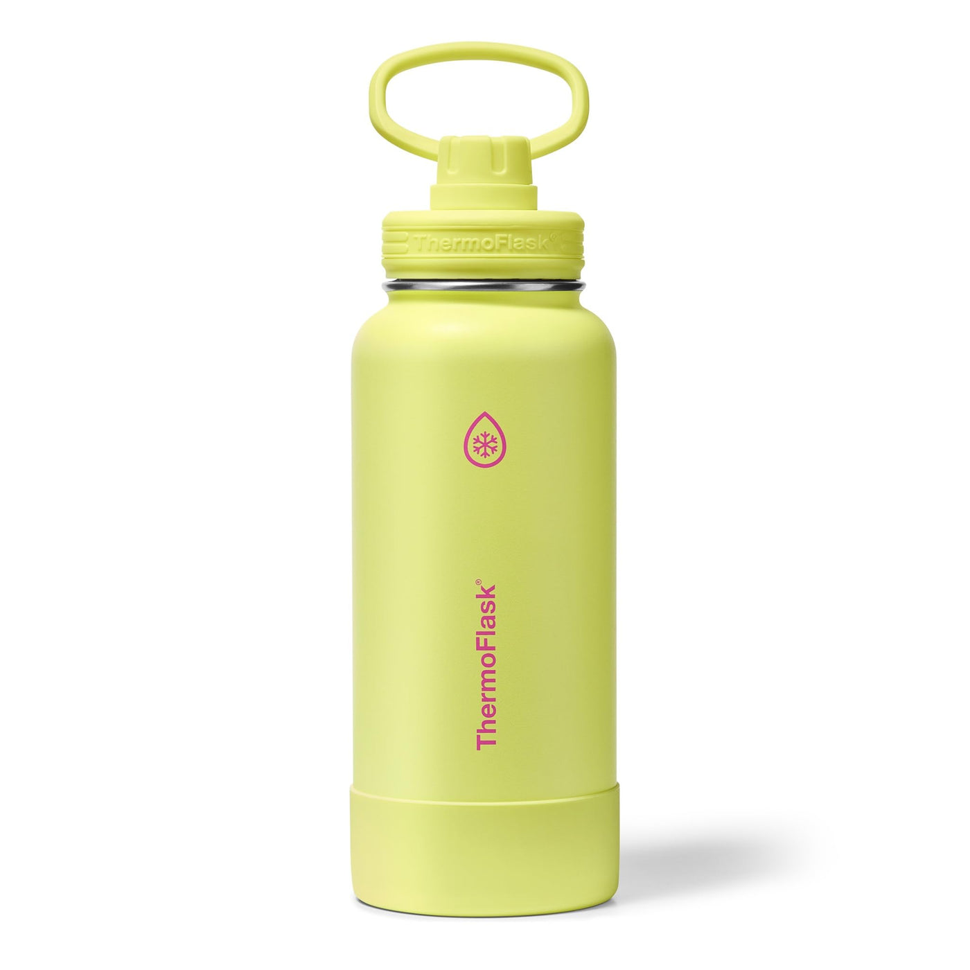 ThermoFlask Stainless Steel Water Bottles 2-Pack - Double-Wall Vacuum Insulated 24 oz BPA-Free Spout Lids - Keeps Drinks Cold 24 Hrs, Hot 12 Hrs - Leakproof, Dishwasher Safe, White/Coral