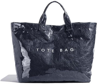 Lushandy PVC Tote Bag Women's Letters Print Hobo Handbag 14L Waterproof Plastic Tote Purse for Work, Beach, Shopping