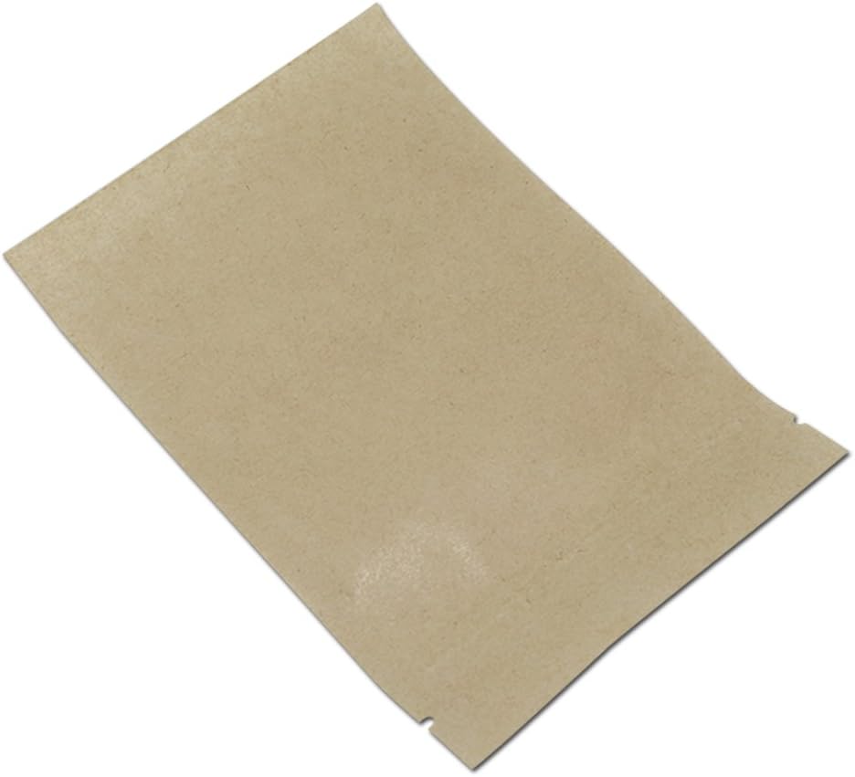 PABCK 50 Pcs Clear Front Stand Up Airtight 3.9x5.9inch Brown Kraft Paper for Zip Food Storage Lock Bags Reclosable Zipper Resealable Heat Seal Pouch Coffee Snack Packaging (Usable Size 3.1x3.3 inch)