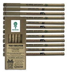 THE CREATOR The CREATOR - PLANTABLE Pens One pen reduces 6g of plastic added to the environment Go Green - Save Earth Give a gift that speaks to the Heart, Pack of (6), WILDLIFE Theme, Brown
