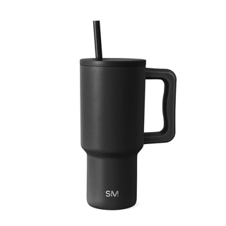 Simple Modern 40 oz Trek Tumbler with Handle and Straw Lid | Cup Holder Friendly Insulated Stainless Steel Travel Mug | Midnight Black