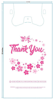 Lina Plastics- 100 Pack Thank You T-Shirt Bags, Plastic-Bulk Shopping Bags, Restaurant Bag -Plastic Bags in Bulk (12" x 7" x 23")