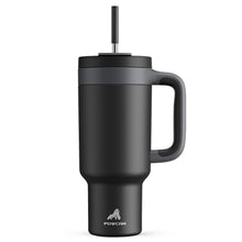 POWCAN 40 oz Tumbler with Handle, 2-in-1 Straw and Sip Lid, Leakproof, Dishwasher Safe, Insulated Stainless Steel Travel Coffee Mug, Keeps Cold for 34 Hours, Fits in Car Cup Holder (Midnight)