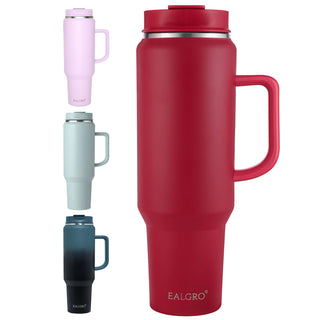 EALGRO 40 oz Tumbler with Handle, Insulated Tumblers with Lid and Straw, Large Metal Sports Water Bottle Jug, Thermal Stainless Steel Travel Coffee Mug Cup, Black