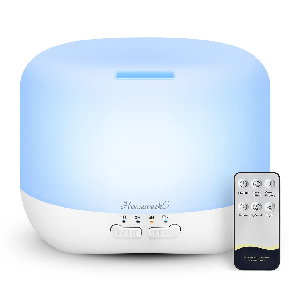 Homeweeks 300ml Essential Oil Diffuser, Quiet Aromatherapy Mist Diffusers for Essential Oils, Wood Grain, Ultrasonic, Remote Control, Timer, 7 Colors Light for Bedroom (300ml)