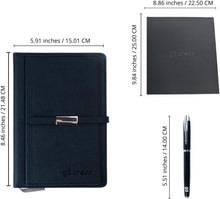 Multifunctional Professional PU Leather A5 Black Notebook and Journal with Pen, Card Holder, and Gift Box – for Business, Office, and Students