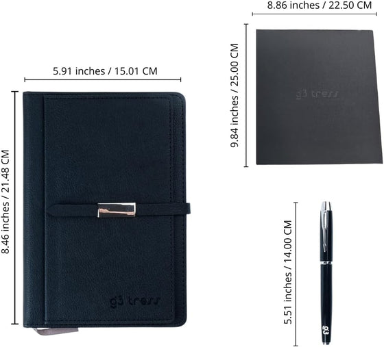 Multifunctional Professional PU Leather A5 Black Notebook and Journal with Pen, Card Holder, and Gift Box – for Business, Office, and Students - hover image