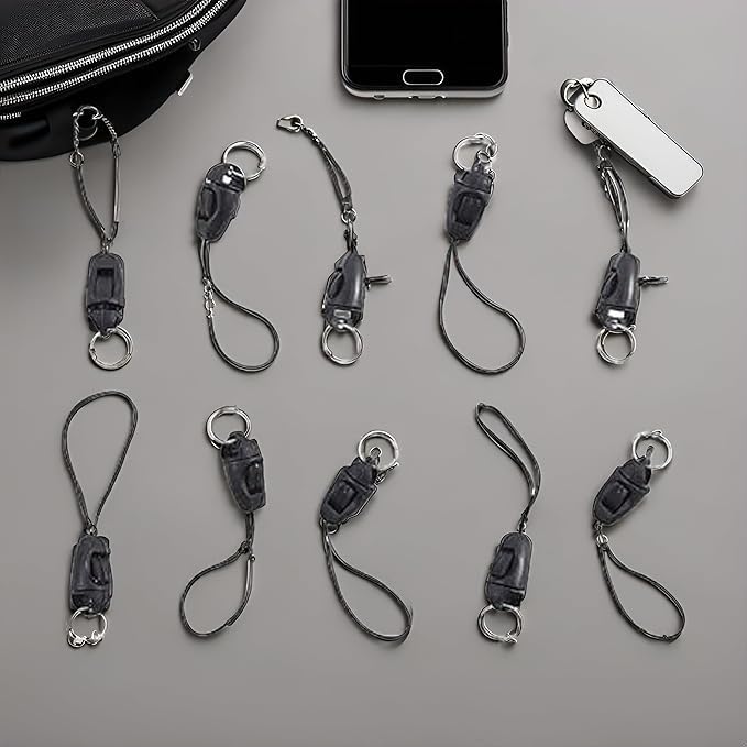 10Pcs Black Detachable Buckle Mobile Phone Accessories Pendant Buckle Small Sling Anti-Lost Lanyard Cords Hanging Head Keychains Hooks, Fasteners, Badge Lanyards
