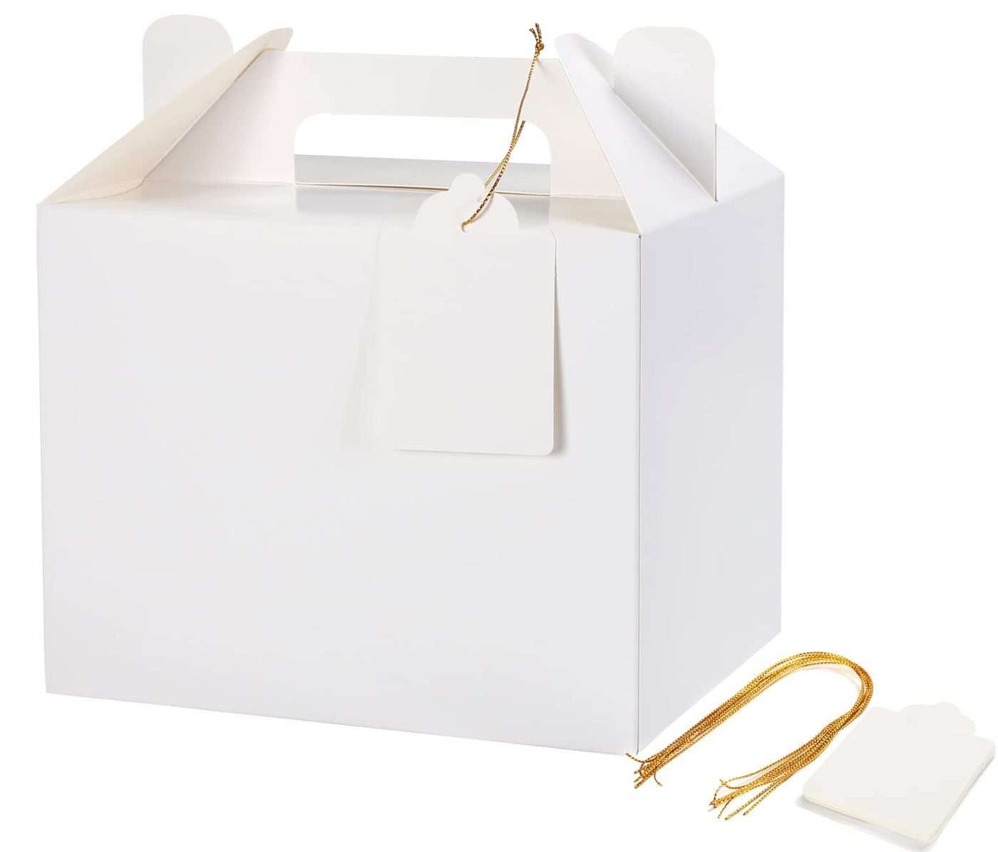 12 Pack Brown Treat Boxes, Kraft Paper Party Favor Boxes Gable Boxes Gift Boxes for Kids' Birthday Party, Wedding, Baby Shower, with Tag 7 x 5.5 x 5.5 Inches