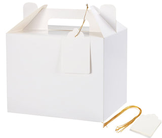 12 Pack Brown Treat Boxes, Kraft Paper Party Favor Boxes Gable Boxes Gift Boxes for Kids' Birthday Party, Wedding, Baby Shower, with Tag 7 x 5.5 x 5.5 Inches