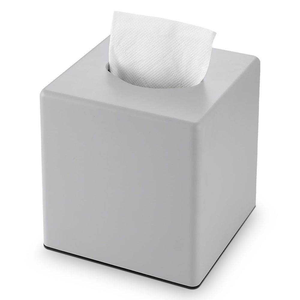 Y-in Hand Tissue Box Cover, Modern Decorative Square Facial Storage Tissue Box Holder, Home Accessories for Bathroom Vanity Countertops, Dressers, Night Stand, Parlors and Office - Matte Black