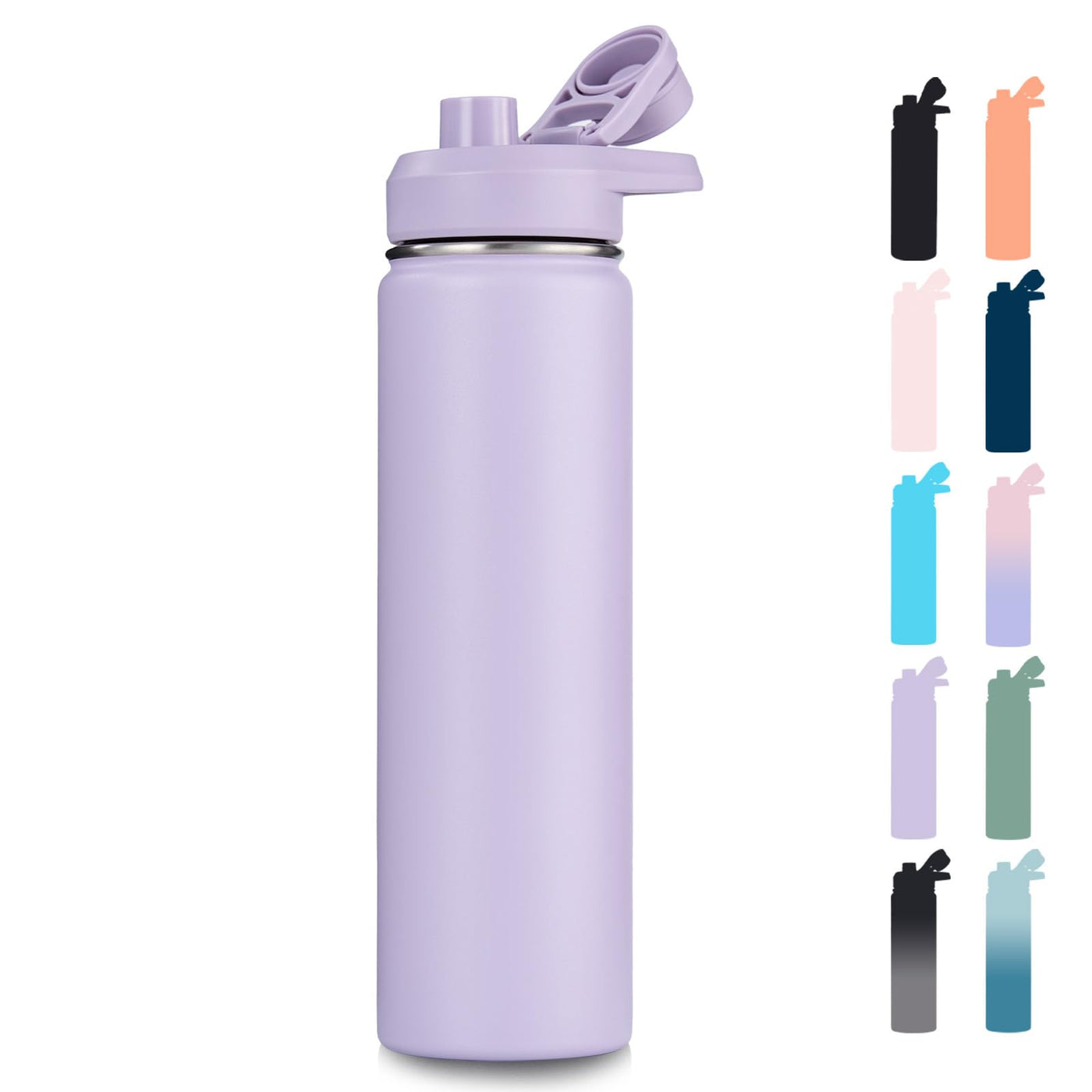 Fijinhom 18 oz Insulated Water Bottle with Handle, 304 Stainless Steel Water Bottles with Wide Mouth, Double Wall Vacuum Sports Water Bottle, BPA Free, Keep Cold and Hot, Pink