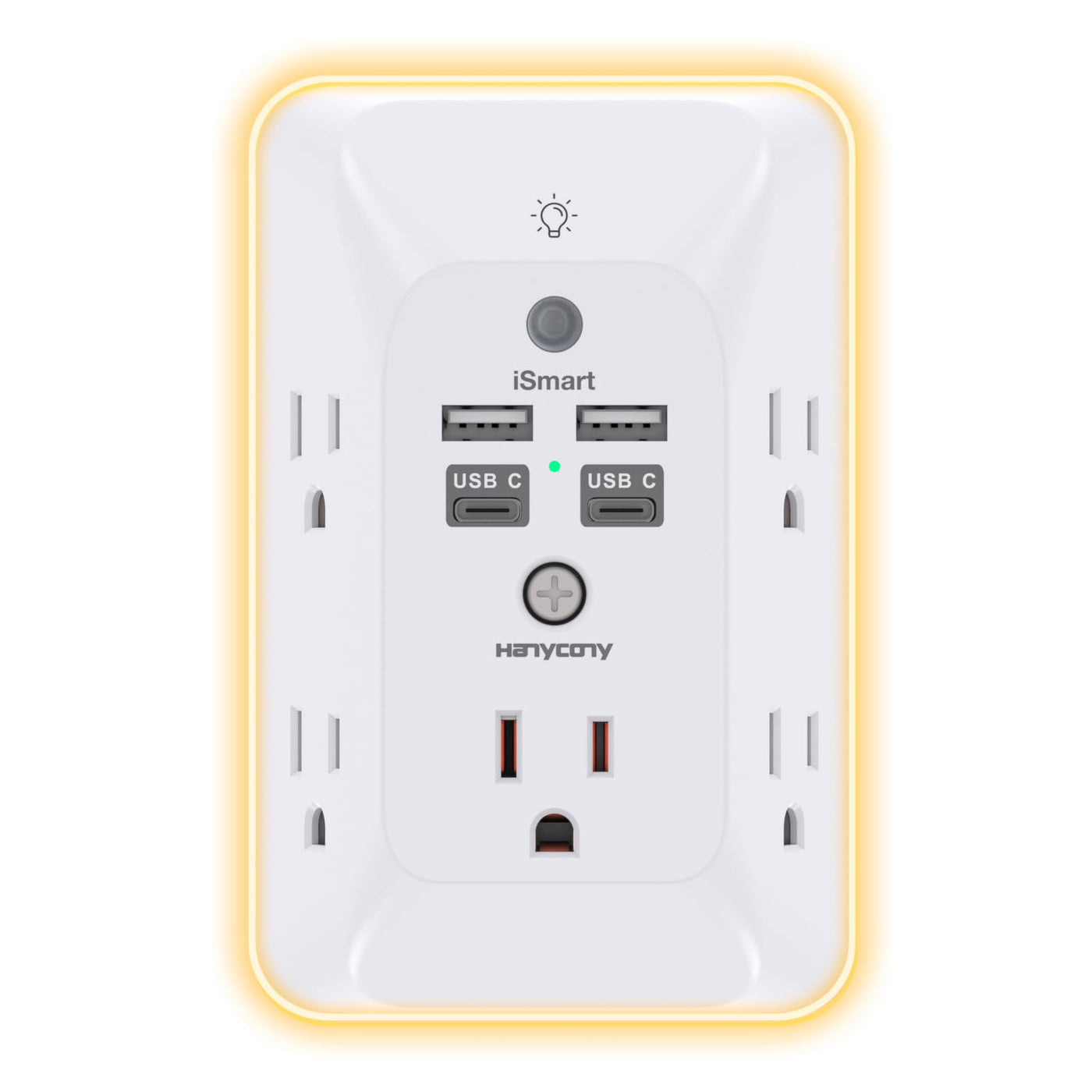 Outlet Extender with Night Light, HANYCONY Multi Plug Outlet, USB Wall Charger Surge Protector 4 USB Ports(1 USB C), Power Strip Electrical Outlet Splitter Expander for Home Office Dorm Room, ETL