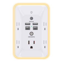 Outlet Extender with Night Light, HANYCONY Multi Plug Outlet, USB Wall Charger Surge Protector 4 USB Ports(1 USB C), Power Strip Electrical Outlet Splitter Expander for Home Office Dorm Room, ETL