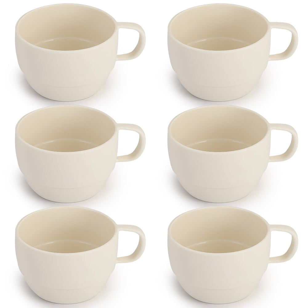 Coffee Mugs Set of 6, Coffee Cups 12oz, Durable Light Weight Plastic Mugs for Home, Outdoor, Picnic, Camping, Idea Birthday Gift