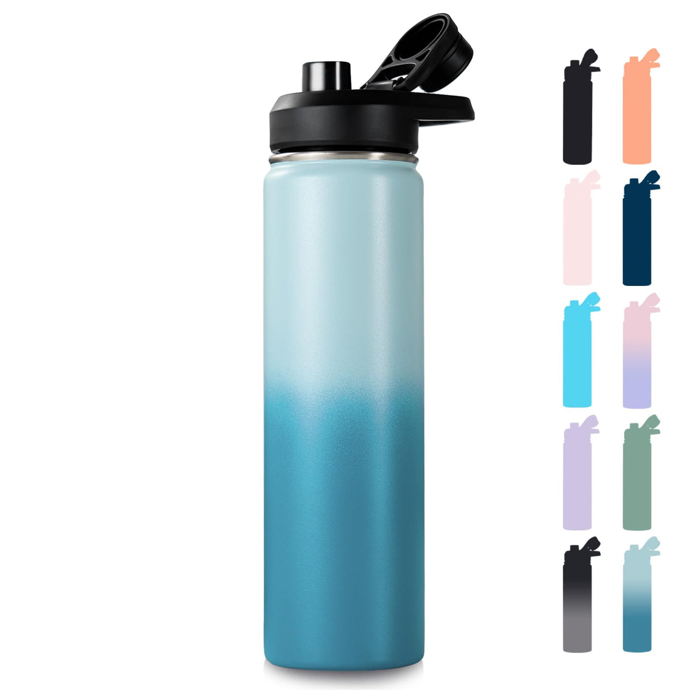 Fijinhom 18 oz Insulated Water Bottle with Handle, 304 Stainless Steel Water Bottles with Wide Mouth, Double Wall Vacuum Sports Water Bottle, BPA Free, Keep Cold and Hot, Pink