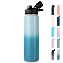 Fijinhom 18 oz Insulated Water Bottle with Handle, 304 Stainless Steel Water Bottles with Wide Mouth, Double Wall Vacuum Sports Water Bottle, BPA Free, Keep Cold and Hot, Pink