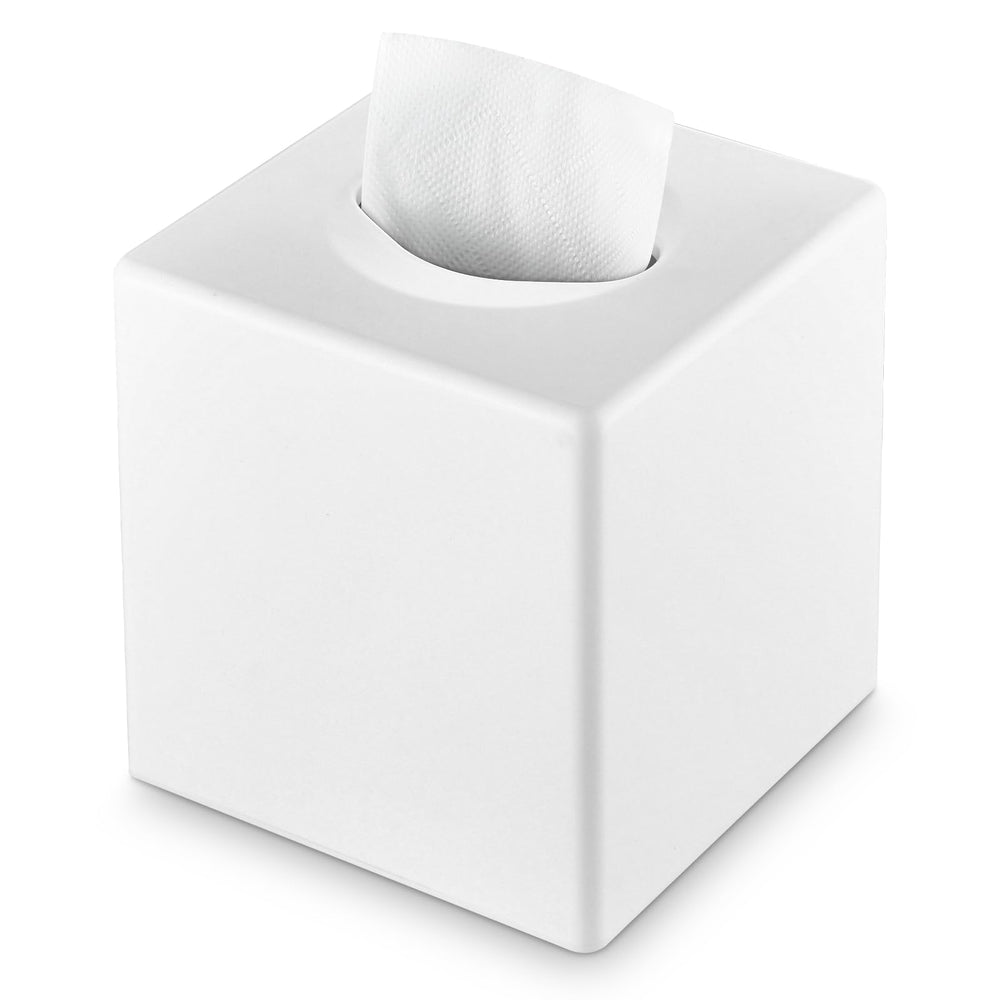 Y-in Hand Tissue Box Cover, Modern Decorative Square Facial Storage Tissue Box Holder, Home Accessories for Bathroom Vanity Countertops, Dressers, Night Stand, Parlors and Office - Matte Black