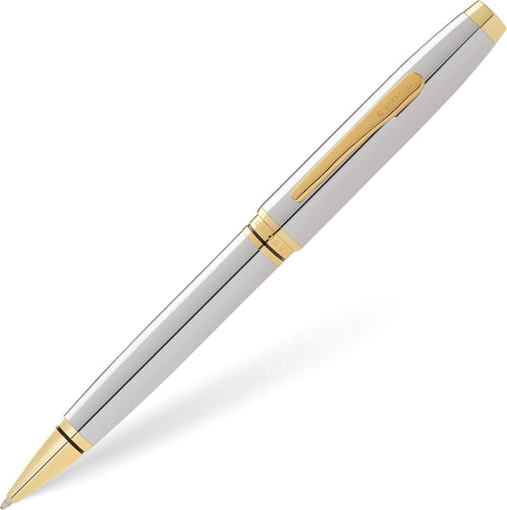 Cross Coventry Polished Chrome with Gold-Tone Ballpoint Pen - Refillable Pen for Smooth Writing - Professional, Elegant Accessory - Black Ink - Long-Lasting Use - Desk Essential - Gift-Ready - hover image