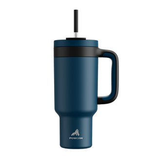 POWCAN 40 oz Tumbler with Handle, 2-in-1 Straw and Sip Lid, Leakproof, Dishwasher Safe, Insulated Stainless Steel Travel Coffee Mug, Keeps Cold for 34 Hours, Fits in Car Cup Holder (Midnight)