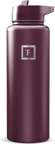 IRON °FLASK Camping & Hiking Hydration Flask with Straw, Wide Mouth Insulated Stainless Steel Sports Water Bottle - 40 oz Midnight Black