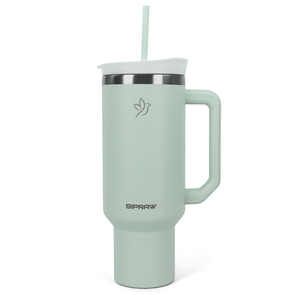 40oz Tumbler with Handle and Straw Insulated Stainless Steel Travel Mug Vacuum Double Wall Coffee Cup Leak Resistant Lid BPA-Free Cup Holder Friendly for Hot & Cold Drinks, Black