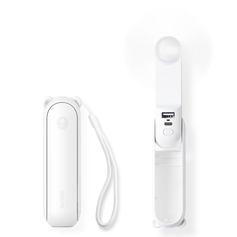 JISULIFE 3 IN 1 Handheld Mini Fan - Portable Fan & Power Bank & Flashlight, 19H Max Cooling, USB Rechargeable, Pocket-Sized for Travel, Cruise, Concerts, Makeup, 2026 Summer Gifts for Women(Pink)