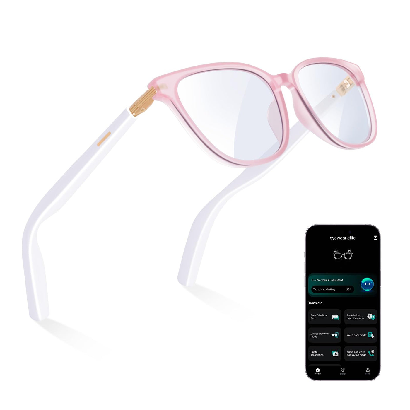 AI Smart Glasses for Men & Women – Powered by ChatGPT, Real-Time Translation, Bluetooth Glasses with Photochromic Lens, Music & Hands-Free Calling, UV & Blue Light Protection, Thin Temples