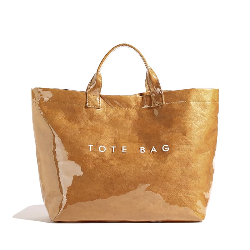 Lushandy PVC Tote Bag Women's Letters Print Hobo Handbag 14L Waterproof Plastic Tote Purse for Work, Beach, Shopping