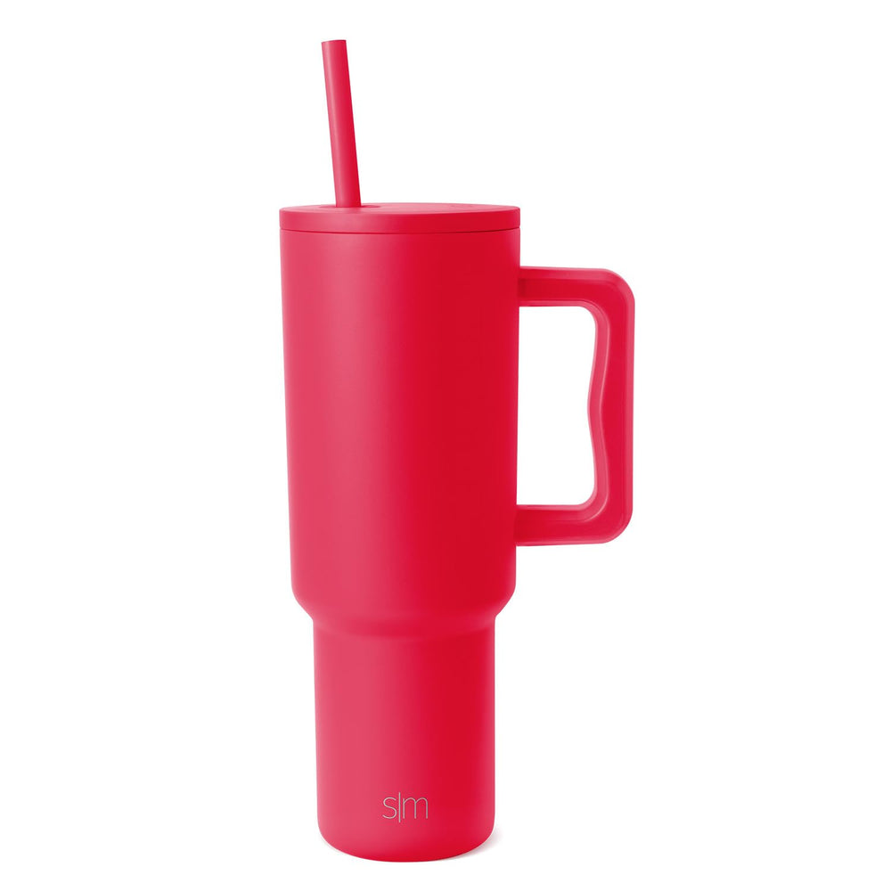 Simple Modern 40 oz Trek Tumbler with Handle and Straw Lid | Cup Holder Friendly Insulated Stainless Steel Travel Mug | Midnight Black