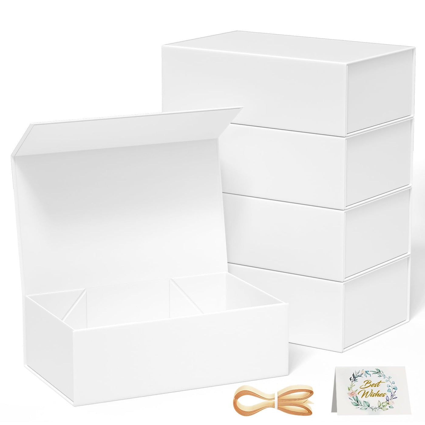 RYDDOY Black Gift Box, 9.5x6x3'' Gift boxes for Presents with Lids Magnetic Closure Rectangle Collapsible for Groomsman Proposal Box, Wedding, Christmas, Halloween, Birthday Gift Packging