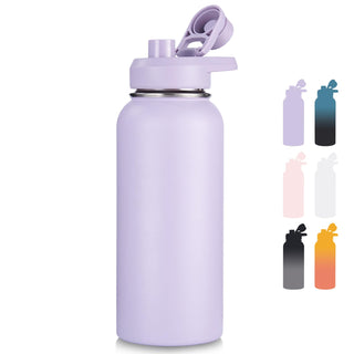 Fijinhom 18 oz Insulated Water Bottle with Handle, 304 Stainless Steel Water Bottles with Wide Mouth, Double Wall Vacuum Sports Water Bottle, BPA Free, Keep Cold and Hot, Pink