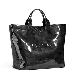 KAMEILONG Women's Large PVC Tote Bag Letters Print Handbags Paper Shoulder Bag Clear Shopping Hobo Bag