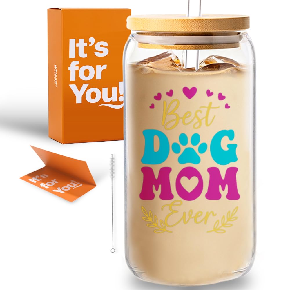 wtisan Housewarming Gifts for New Home - Sweet Home Aesthetic Can Shaped Glass Cup, 16oz Iced Coffee Tumbler - House Warming Gift Ideas with Lid, Straw & Card for Couple, New Homeowner