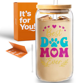 wtisan Housewarming Gifts for New Home - Sweet Home Aesthetic Can Shaped Glass Cup, 16oz Iced Coffee Tumbler - House Warming Gift Ideas with Lid, Straw & Card for Couple, New Homeowner