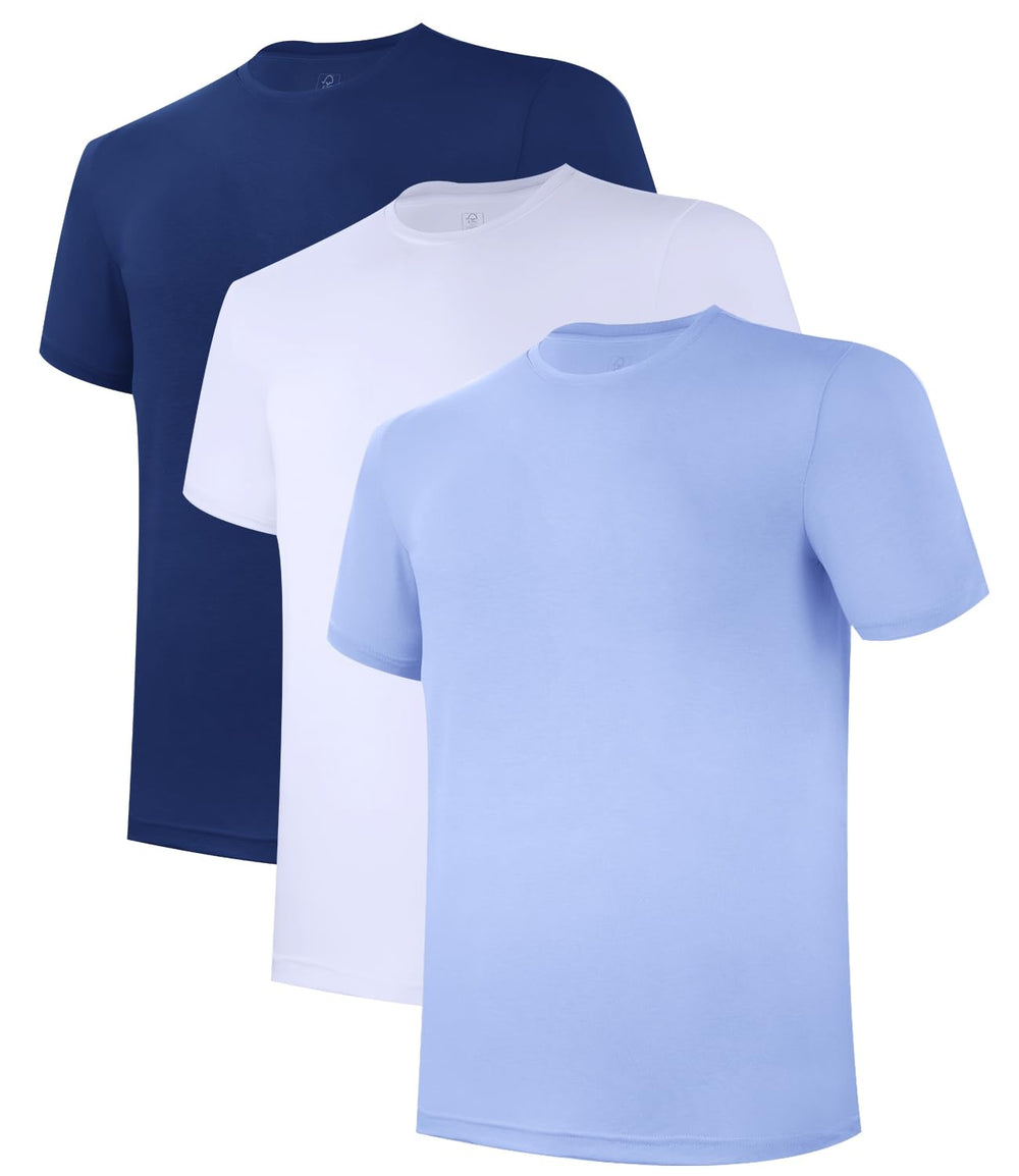 BAMBOO COOL Mens Undershirts Pack, Soft T Shirts for Men, Moisture Wicking Tees, Stretchy Breathable Crew Neck Inner Shirt