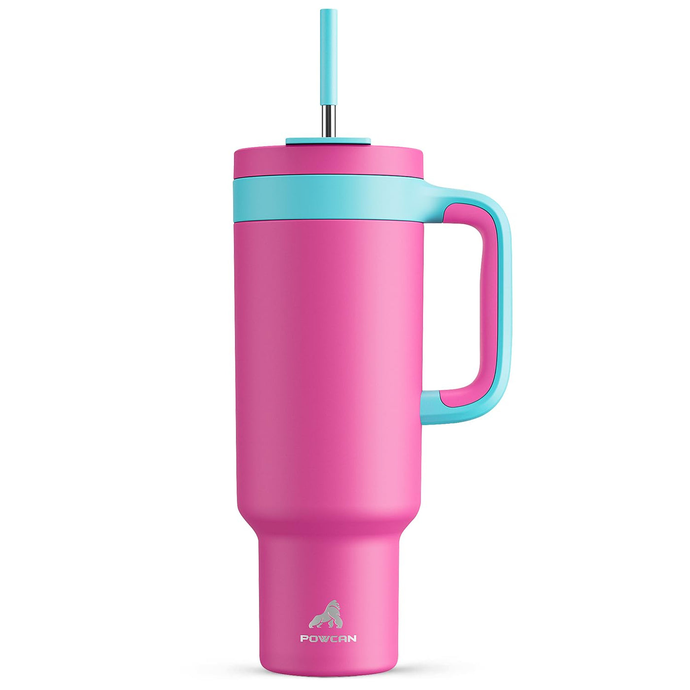 POWCAN 40 oz Tumbler with Handle, 2-in-1 Straw and Sip Lid, Leakproof, Dishwasher Safe, Insulated Stainless Steel Travel Coffee Mug, Keeps Cold for 34 Hours, Fits in Car Cup Holder (Midnight)