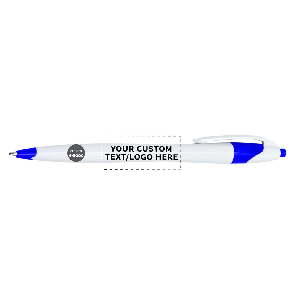 DISCOUNT PROMOS Personalized Ballpoint Pens Bulk Pack of 4-5,000 counts Black Ink, Slim & Curvy Design, Retractable, Ideal for Office, Corporate Merchandise, Tradeshows- Teal