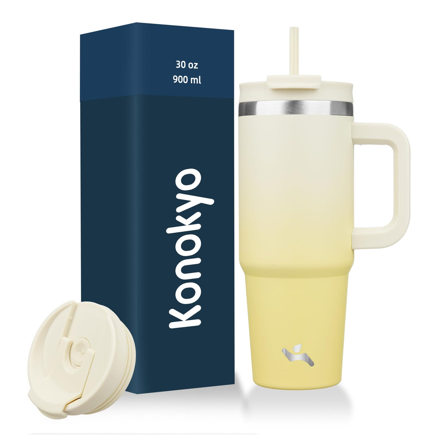 Konokyo 40 oz Tumbler with Handle and 2 Straws,2 in 1 Lid Insulated Water Bottle Stainless Steel Travel Coffee Mug,Mint