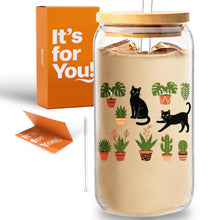 wtisan Housewarming Gifts for New Home - Sweet Home Aesthetic Can Shaped Glass Cup, 16oz Iced Coffee Tumbler - House Warming Gift Ideas with Lid, Straw & Card for Couple, New Homeowner