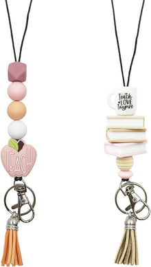 Teacher Lanyard Silicone Beaded Badge Breakaway Lanyard Cute Teacher Gift ID Holder for Women