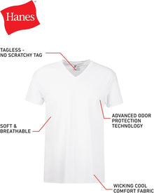 Hanes Men's Undershirts T-Shirt Pack, V-Neck Cotton Tees for Men, Moisture-Wicking, Odor Control, White Multi-Pack