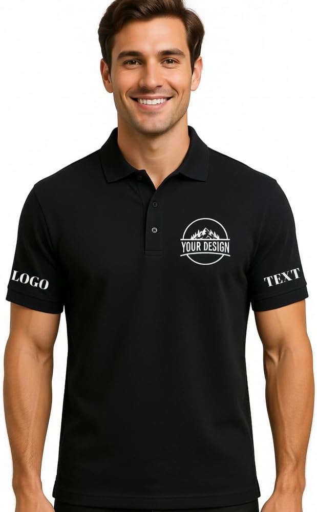 Custom Polo Shirts for Men Women, Personalized Business Golf Shirt, Customized Breathable Casual Polo Shirts for Company