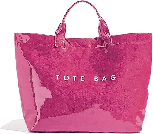 Lushandy PVC Tote Bag Women's Letters Print Hobo Handbag 14L Waterproof Plastic Tote Purse for Work, Beach, Shopping