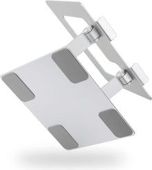 Amazon Basics Sturdy and Portable Ergonomic Laptop Stand for Desk, Height Adjustable Riser with Ventilated Cooling, Foldable, Fits all Laptops up to 15.6 Inch, Silver