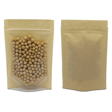 PABCK 50 Pcs Clear Front Stand Up Airtight 3.9x5.9inch Brown Kraft Paper for Zip Food Storage Lock Bags Reclosable Zipper Resealable Heat Seal Pouch Coffee Snack Packaging (Usable Size 3.1x3.3 inch)