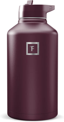 IRON °FLASK Camping & Hiking Hydration Flask with Straw, Wide Mouth Insulated Stainless Steel Sports Water Bottle - 40 oz Midnight Black