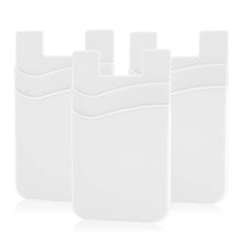 SS Card Holder for Back of Phone, Cell Phone Wallet Stick-on Credit Card Sleeve Pocket Silicone Pouch Compatible for iPhone, Samsung Galaxy and Most SamrtPhones 4 Pack
