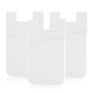 SS Card Holder for Back of Phone, Cell Phone Wallet Stick-on Credit Card Sleeve Pocket Silicone Pouch Compatible for iPhone, Samsung Galaxy and Most SamrtPhones 4 Pack
