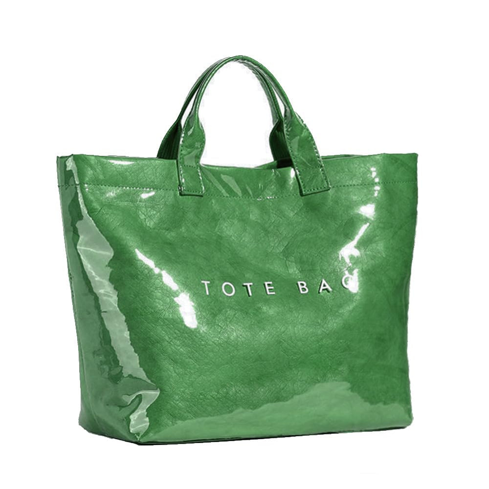 KAMEILONG Women's Large PVC Tote Bag Letters Print Handbags Paper Shoulder Bag Clear Shopping Hobo Bag